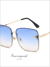 Luxury Square Bee Sunglasses Women Vintage Metal Frame Oversized Sun Glasses Female Gradient Shades SUN-IMPERIAL United States