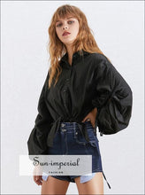 Mabel top - Lantern Sleeve Backless Casual Women Blouse