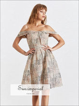 Madelynn Dress- Floral Print Dress off the Shoulder Knee Length Elegant Dresses Dresses, Slash Neck, Sleeveless, Summer Dress, vintage 