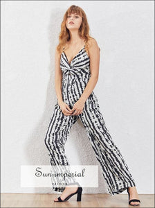 Madison Jumpsuit - Sleeveless Zebra Striped Women High Waist Wide Leg Off Shoulde, Sleeveless, Jumpsuit, vintage, Pants SUN-IMPERIAL United 
