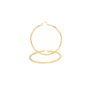 Slit Cut Hoop Earrings 14K Gold Filled 25 - 80 mm Women Fashion Jewelry 4 mm Thick