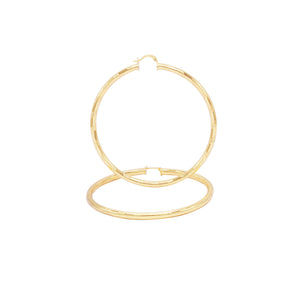 Slit Cut Hoop Earrings 14K Gold Filled 25 - 80 mm Women Fashion Jewelry 4 mm Thick