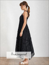 Mallory Dress - Vintage Black Elegant Lace Sleeveless Sheer Asymmetrical Maxi V Neck High Waist, Patchwork, Sleeveless, Neck, vintage 