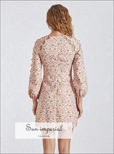 Malmaison Dress - Print for Women O Neck Lantern Sleeve Lace High Waist Elegant Dresses Dresses, Sleeve, Neck, Dress, vintage SUN-IMPERIAL 