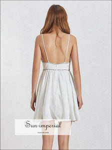 Massa Dress -sleeveless Mini Dress Deep V Neck a Line Low back Dress