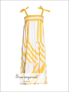 Maya Dress- Striped Dress for Women off Shoulder Sleeveless Bowknot Lace up Oversize Dresses Up, Off Shoulder, Sleeveless, Dress, Vintage 