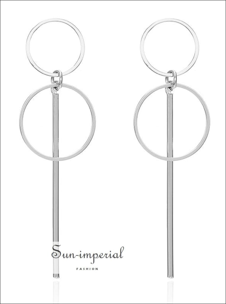 Metal Round Geometric Earrings for Women Hanging Dangle Drop Earnings SUN-IMPERIAL United States