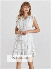 Michaela Dress- Summer Casual Lace Patchwork Women's Mini Dress Backless Bow Tie a Line Dress