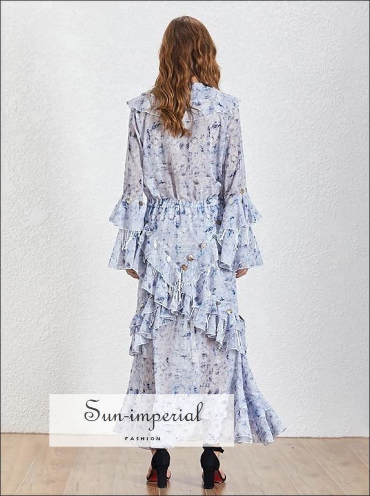 Sun-imperial - mila dress- vintage floral maxi long sleeve v neck high waist dress with sequins Sun-Imperial Sun-imperial - mila dress- vintage floral maxi long sleeve v neck high waist dress with sequins Sun-Imperial