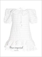Milkmaid Dress - Summer off Shoulder Print Women Slash Neck Puff Sleeve High Waist Lace milkmaid, milkmaid dress, Off Shoulder, Neck, 