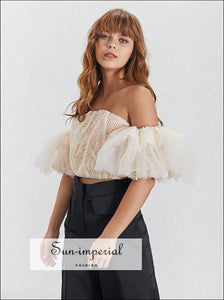 Modena top - Vintage off Shoulder Women Blouse Short Sleeve Embroidery Crop Tops