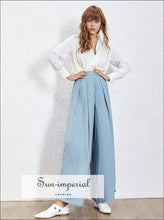 Mulhouse Pants- Elegant Solid Trousers for Women High Waist Ruched Oversize Wide Leg Casual Pants