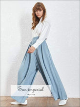 Mulhouse Pants- Elegant Solid Trousers for Women High Waist Ruched Oversize Wide Leg Casual Pants