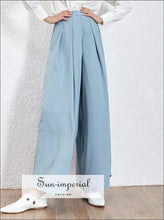 Mulhouse Pants- Elegant Solid Trousers for Women High Waist Ruched Oversize Wide Leg Casual Pants