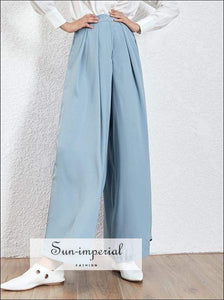 Mulhouse Pants- Elegant Solid Trousers for Women High Waist Ruched Oversize Wide Leg Casual Pants