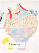 Multi Color Shimmer Tie Dye High Waist Bikini Tank Set bikini, bikini set, hot sequin, sequin top SUN-IMPERIAL United States