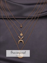 Multi-layer Zinc Alloy Coin Pendant Necklace Vintage Baroque Metal Necklace for Women