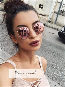 New Vintage Oval Sunglasses Women Clear Lens Eyewear Round Sun Glasses for Female - Gold SUN-IMPERIAL United States