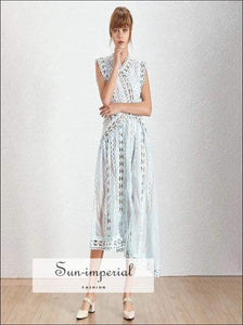 Nichole Dress - Beading for Women Lace Patchwork V Neck Sleeve High Waist Asymmetrical Dress, Elegant Summer, Waist, Neck, vintage 