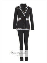 Sun-Imperial Nikita Pants Set - Women Two Piece Blazer Set Long Sleeve Blazer High Waist Pants