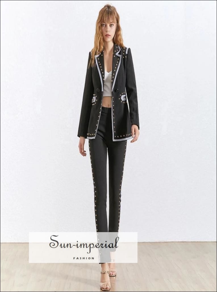 Sun-Imperial Nikita Pants Set - Women Two Piece Blazer Set Long Sleeve Blazer High Waist Pants