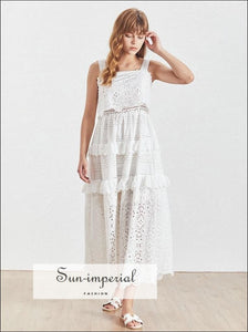 Nova Dress- Vintage White Lace Sleeveless Maxi Bow Tie Midi Dress Calf Dresses, Casual, dress, full length High quality dress Sun-Imperial 