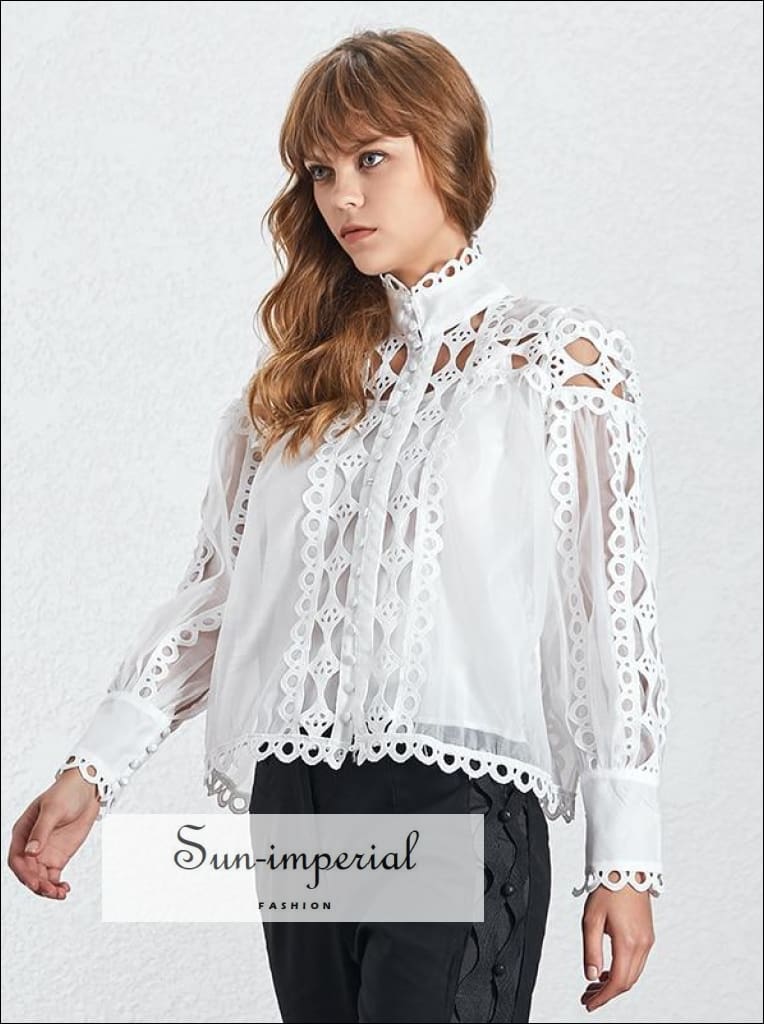 Nyla top -vintage Black and White Solid Women's top Stand Collar Turtle Neck Long Sleeve Sheer