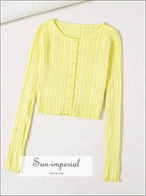O-Neck Fine Knit Cropped Cardigan - Sun Imperial (photo 8)