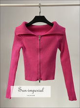 Off Shoulder Zip Through Cardigan - Sun Imperial (photo 1)