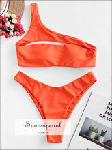 One Shoulder Cut out High Bikini Sets Swimwear SUN-IMPERIAL United States