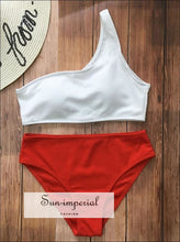 One Shoulder Two Piece Swimsuit s B Tankini Swimsuits High Waisted SUN-IMPERIAL United States