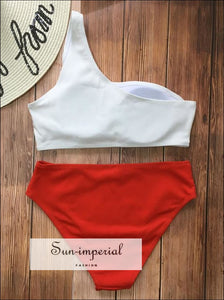 One Shoulder Two Piece Swimsuit s B Tankini Swimsuits High Waisted SUN-IMPERIAL United States