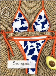 Orange Plunge Blue Cow Print Bikini Set best seller, bikini, bikini set, COW PRINT BIKINI, hot SUN-IMPERIAL United States
