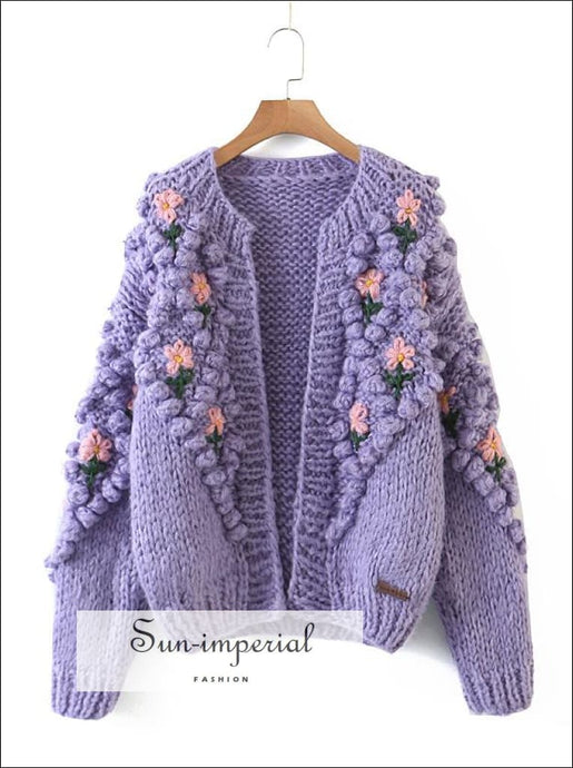 Over Sized Beige Knitted Cardigan with Floral Embroidery detail and Pearl Buttons Sweater best seller, boho style, PEARL BUTTON CARDIGAN, 