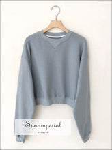 Oversize Crew Neck Cropped Sweatershirt for Women Dropped Shoulder Cropped Sweatshirt Pullover