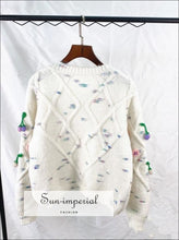 Oversized Floral Embroidery Pearl Button Cardigan - Sun Imperial (photo 2)