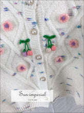 Oversized Floral Embroidery Pearl Button Cardigan - Sun Imperial (photo 3)