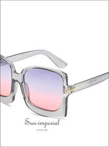Oversized Women Sunglasses Plastic Female Big Frame Gradient Sun Glasses Uv400 - Brown