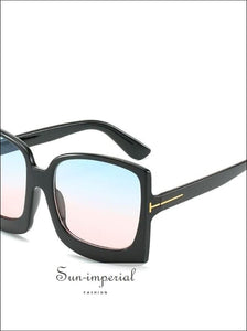 Oversized Women Sunglasses Plastic Female Big Frame Gradient Sun Glasses Uv400 - Clear Gray