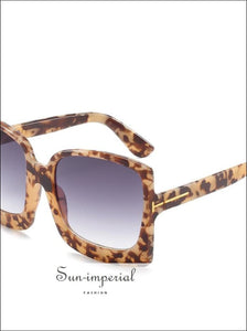 Oversized Women Sunglasses Plastic Female Big Frame Gradient Sun Glasses Uv400 - Leopard