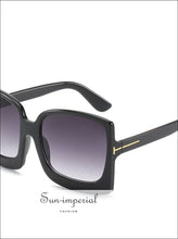 Oversized Women Sunglasses Plastic Female Big Frame Gradient Sun Glasses Uv400 - Pink Blue Lens