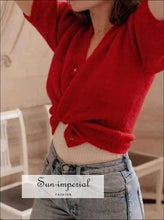 Pale Lavender Women Short Sleeve Knitted Cardigan Single Breasted Sweater top vintage style SUN-IMPERIAL United States