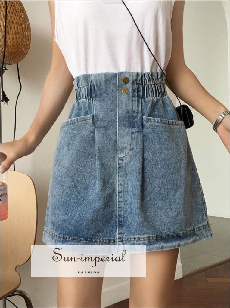 Sun-imperial - paperbag waist denim skirt – Sun-Imperial