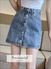 Paperbag Waist Denim Skirt with Belt 2 SUN-IMPERIAL United States