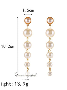 Pearl Beaded Earrings Long Drop for Women SUN-IMPERIAL United States