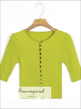 Pearl Buttoned O-Neck Cardigan Sweater - Sun Imperial (photo 1)