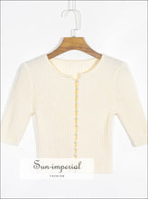 Pearl Buttoned O-Neck Cardigan Sweater - Sun Imperial (photo 3)