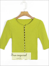 Pearl Buttoned O-Neck Cardigan Sweater - Sun Imperial (photo 7)