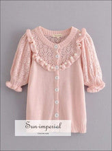 Pearl Detail Short Sleeve Cardigan - Sun Imperial (photo 1)
