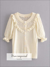Pearl Detail Short Sleeve Cardigan - Sun Imperial (photo 2)